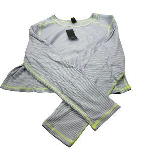 Wild Fable Women's Size 2X Long Sleeve Slim Fit Baby Ribbed Tee Shirt Blue New